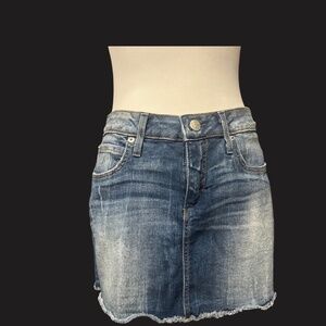 Bebe Distressed Blue Denim Mini Skirt. Like New